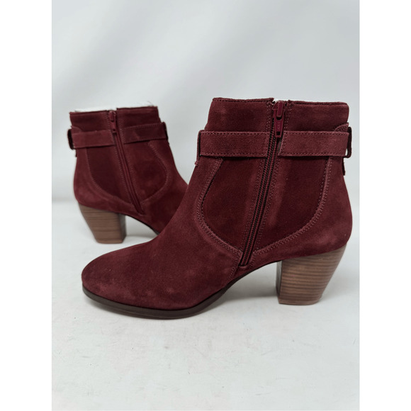 Diba Womens Shoes Boots Sz 7.5 Burgundy Red Suede Leather Heeled Chic Casual New - Picture 5 of 11